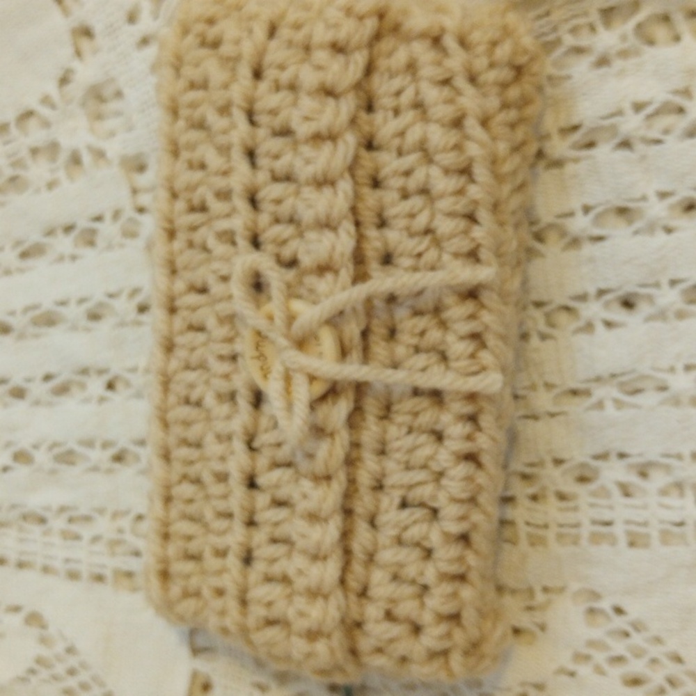 Handmade Crochet beige/Pink Bag Set with tissue case - Picture 4 of 4
